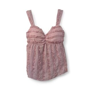 NWT Derek Heart Pink Ruffled Tank Top